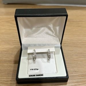 Sterling Silver Diamond Hoops